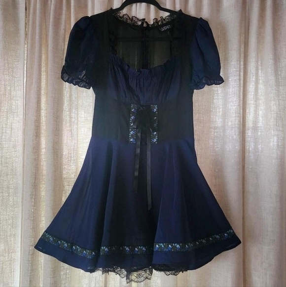 Dolls Kill Widow Spell A Song Underbust Mini Dress Size M - Picture 2 of 7